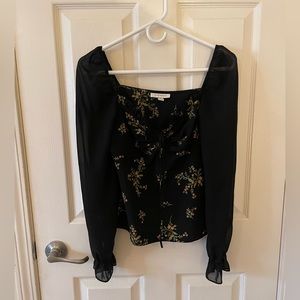 Topshop Black Floral Top